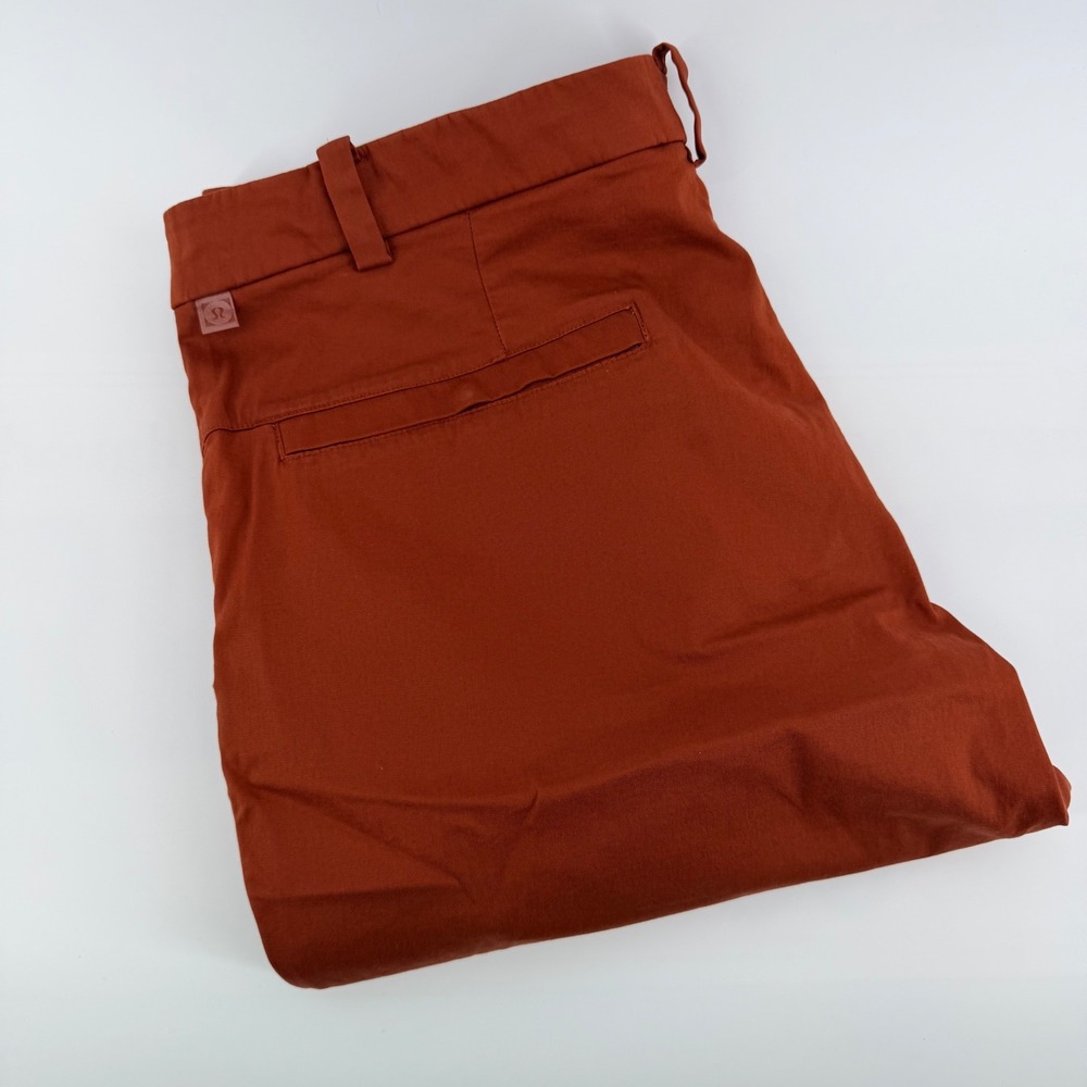 Lululemon Commission Slim Fit Warpstreme Chino Pants 34 Rust Orange Mens